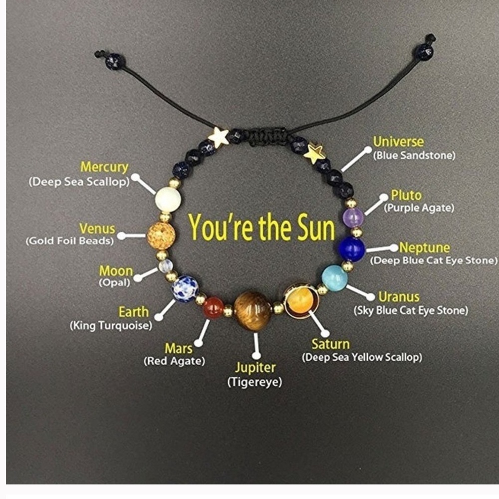 Planets bracelet sun moon stars real stones tigers Eye Adjustable